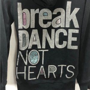 BREAK dance not hearts. Sugar and Bruno.  Hoodie. Black.  XSmall.